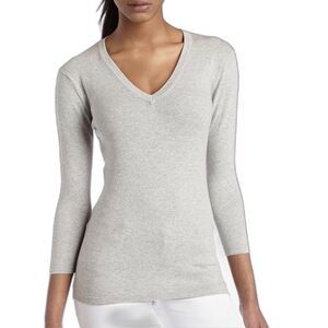 525 America Gray Rayon Blend Lightweight V-Neck Long Sleeve Sweater Size M